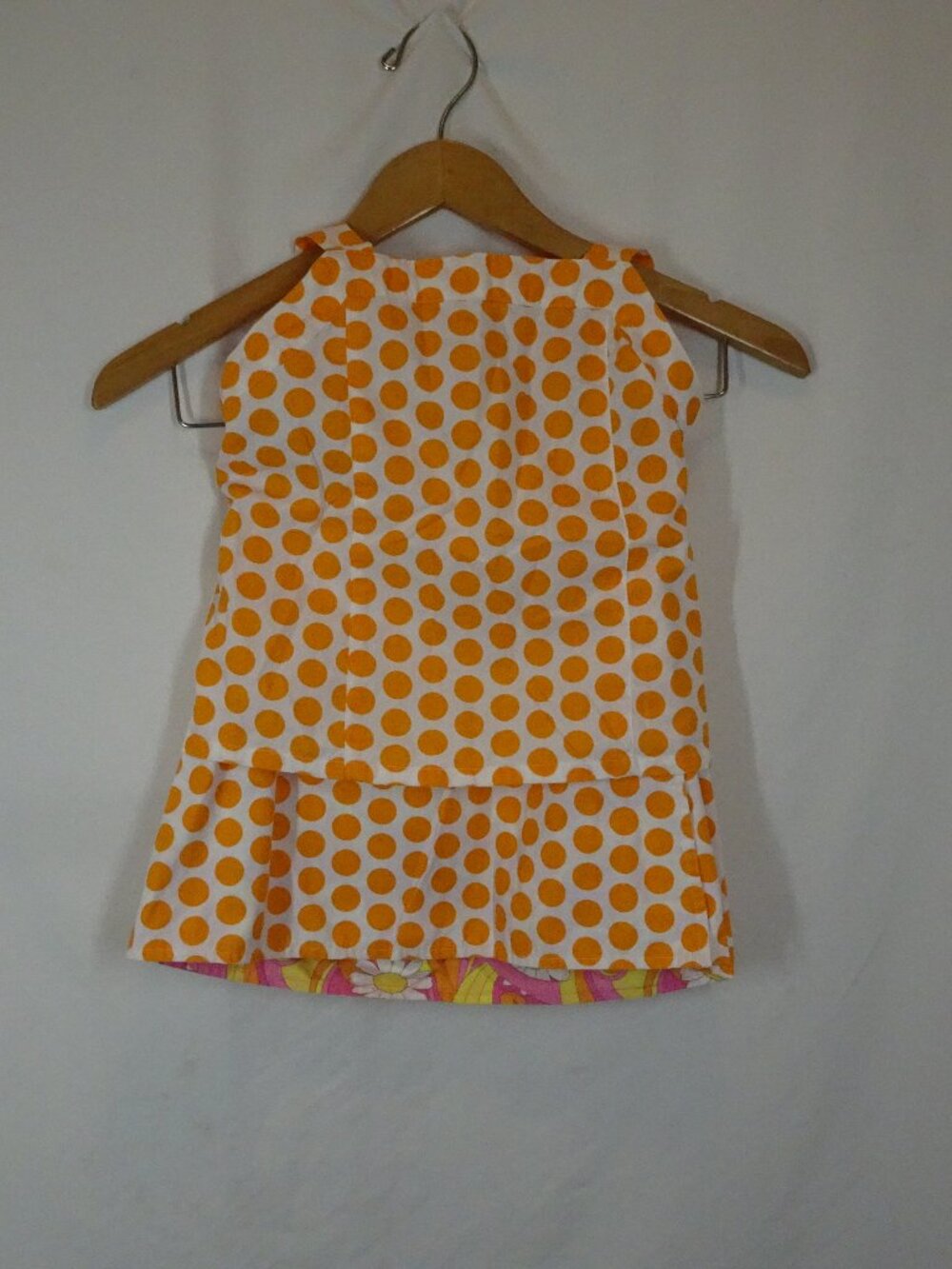 Vintage Y2K Gymboree Girls Youth Orange Polka Dots Top & Skirt Size 9